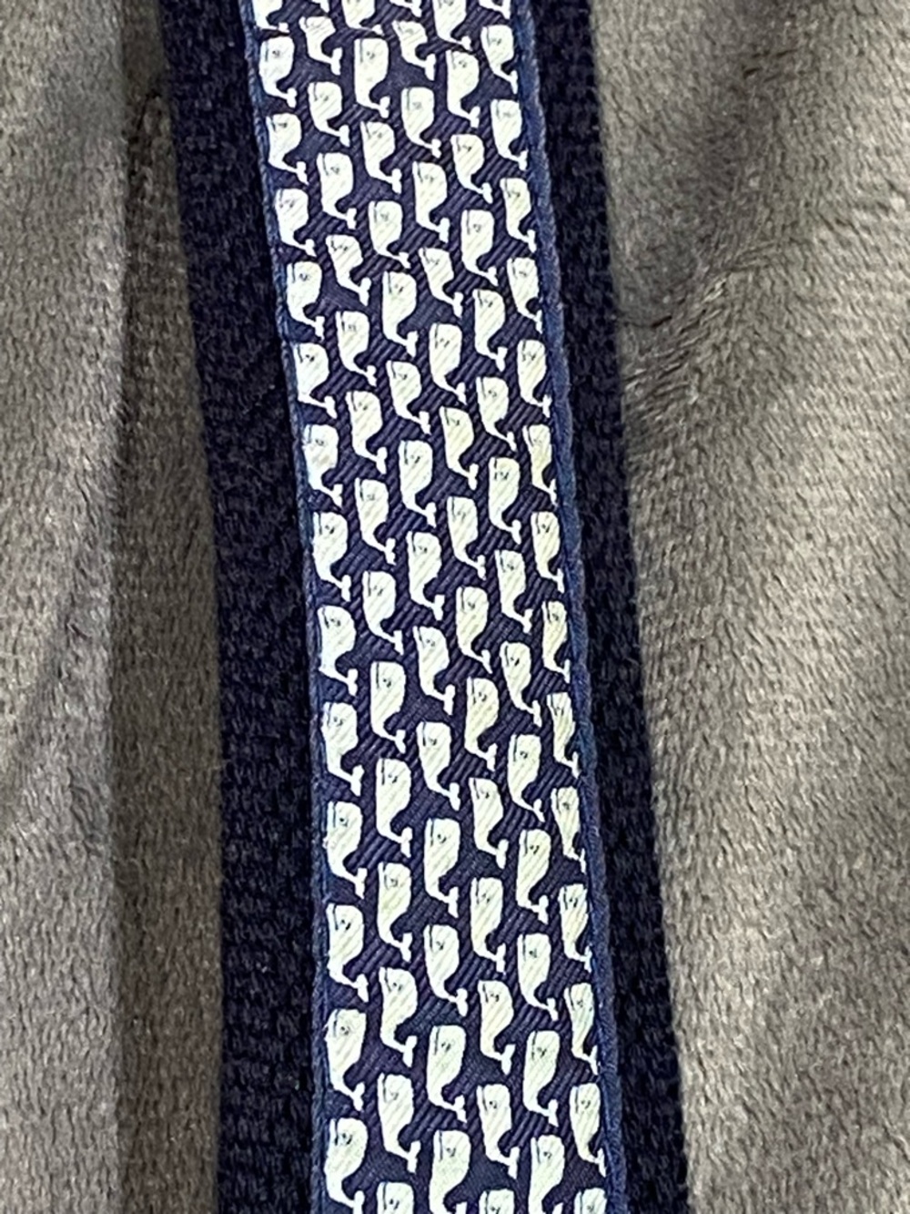 Vineyard Vines Navy Woven Whale-Pattern Belt with Brass Buckle - Picture 4 of 7